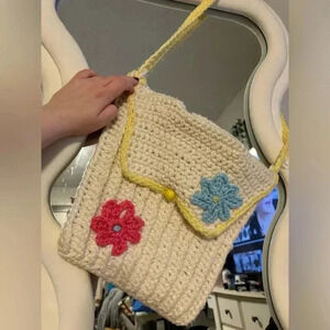 Handmade floral crochet bag